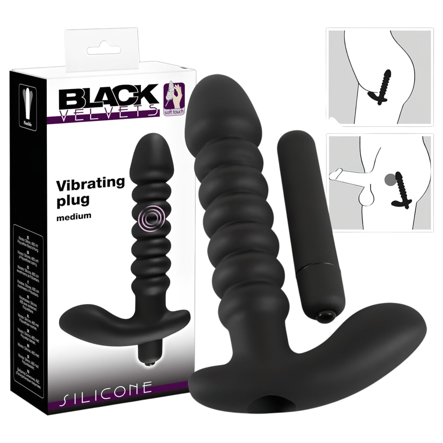 Black Velvets - vibrátor - stredný, vrúbkovaný - čierny