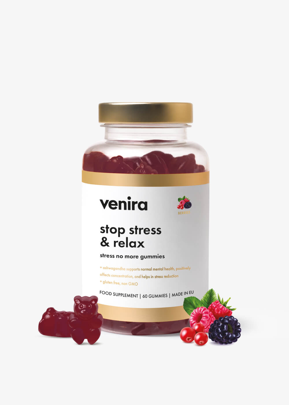VENIRA Stop stress & relax stress no more gummies, berries 60 ks