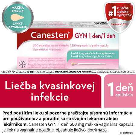 Canesten Gyn 1 deň 500 mg 1 mäkká vaginálna kapsula