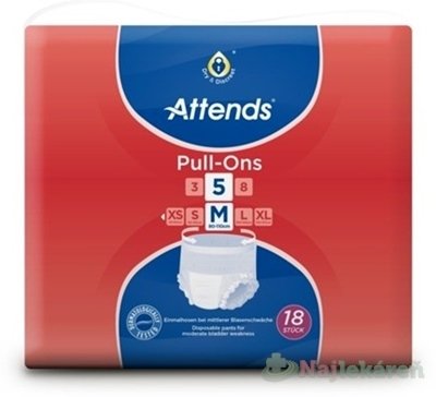 ATTENDS Pull-Ons 5 M elastické inkontinenčné nohavičky, savosť 2099 ml, obvod bokov 80-110cm, 18 ks
