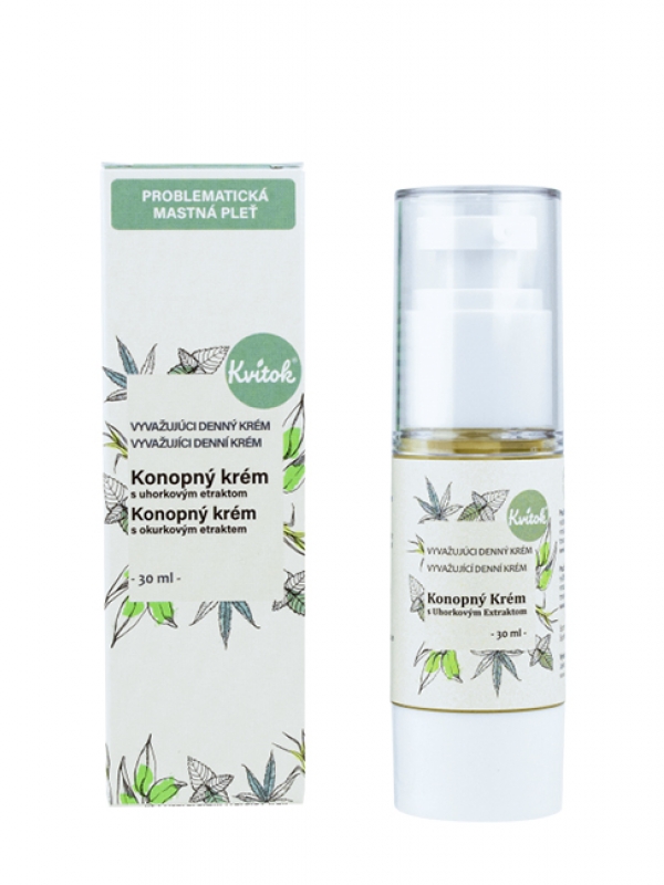Konopný krém pre mastnú/problematickú pleť – denný KVITOK 30 ml