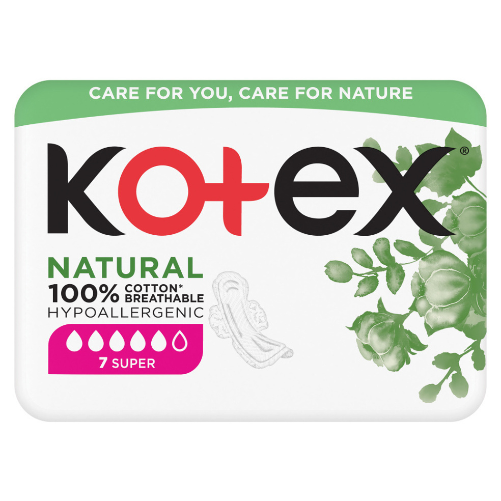 KOTEX Natural Dámske hygienické vložky Super 7 ks