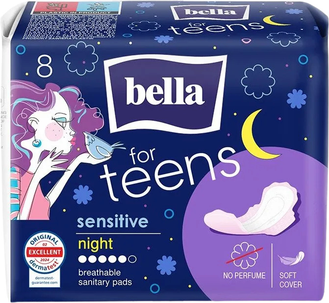 Bella for teens hygieni.vložky Sensitive night 8 ks