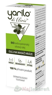 YARILO di Olivio OLEJ NA MASÁŽ HRÁDZE olivový panenský BIO 30 ml