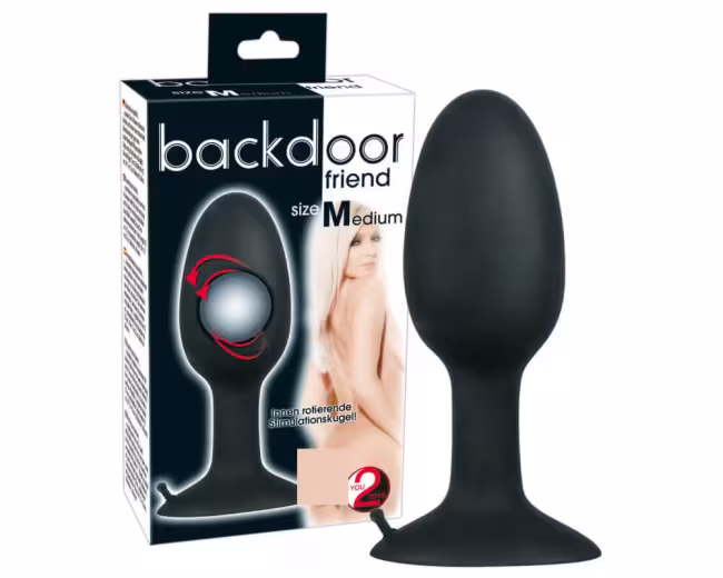 You2Toys Backdoor Friend Medium – análny plug s rotačnou guličkou, stredný