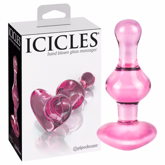 Icicles No. 75 - análny kolík srdce - sklo - ružový