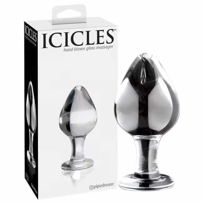 Icicles No. 25 - análny kolík - sklo - kužeľový - priehľadný