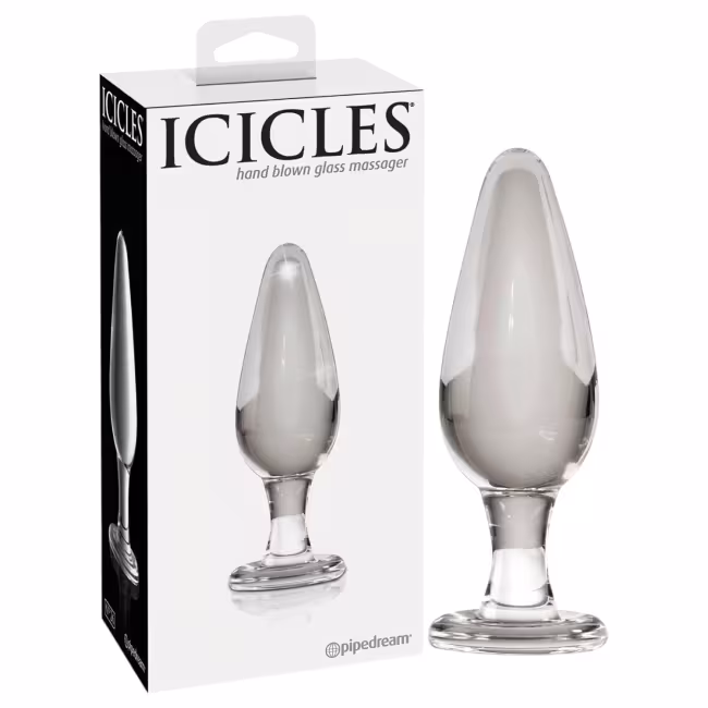 Icicles No. 26 - kužeľovitý, sklenený análny kolík (priehľadný)
