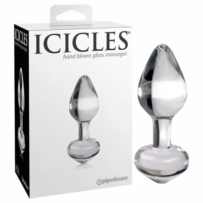 Icicles No. 44 - análny kolík - kúzový tvar - sklo/priehľadný