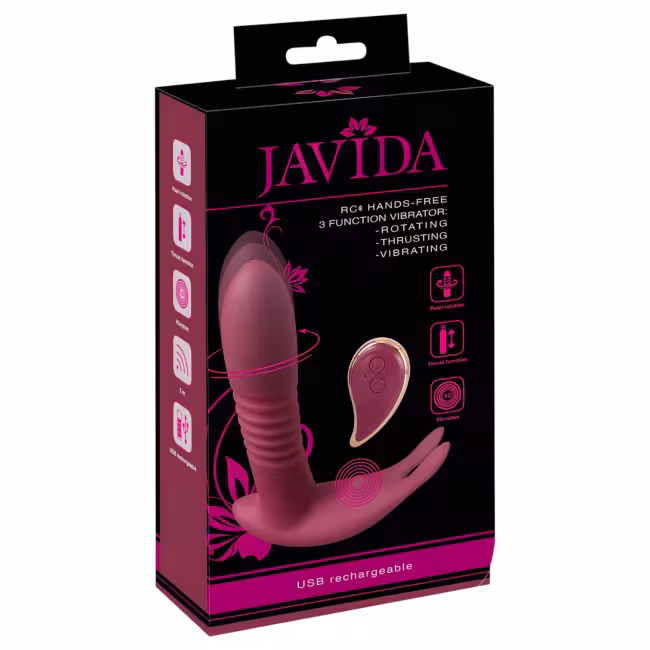 Javida RC - vibrátor na klitoris - 3 funkcie - rádiové ovládanie - červený