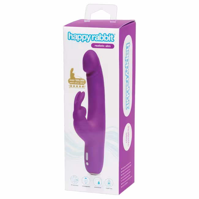 Happyrabbit - vibrátor s výbežkom na klitoris - dobíjací, fialový