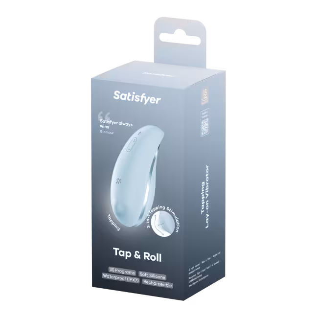 Satisfyer Tap and Roll modrý – klitorisový stimulátor s rolovaním a poklepávaním