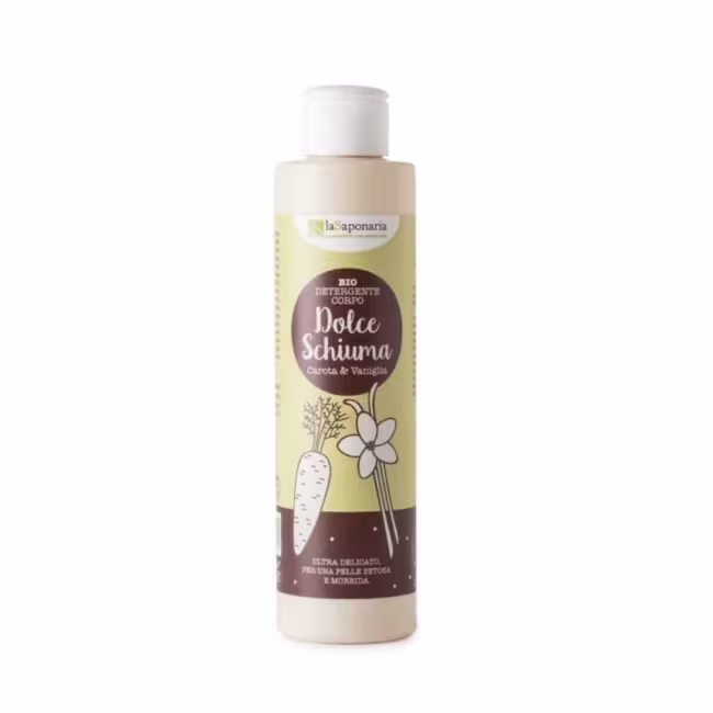 Jemný čistiaci sprchový gél s mrkvou a vanilkou BIO La Saponaria 200 ml