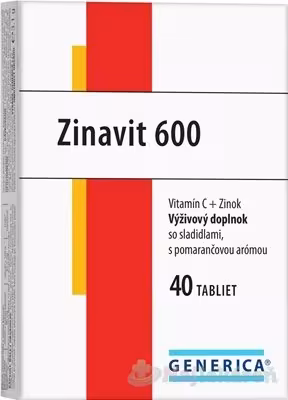 Generica Zinavit 600 s pomarančovou arómou Vitamín C + Zinok 40 tabliet