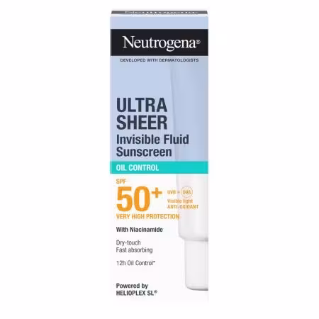 Neutrogena Ultra Sheer Oil Control SPF 50+ neviditeľný opaľovací fluid 50 ml