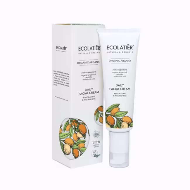 Denný pleťový krém revitalizačný a výživujúci Organic Argana - 50ml - Ecolatier
