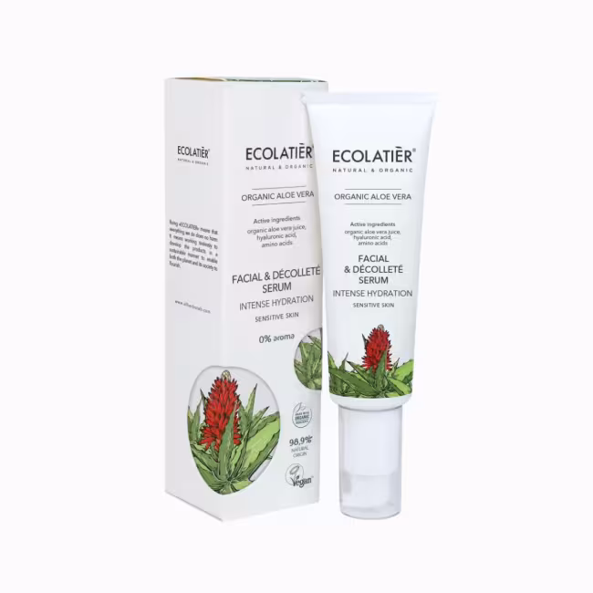 Sérum na tvár a dekolt s intenzívnou hydratáciou Organic Aloe Vera - 50 ml - Ecolatier