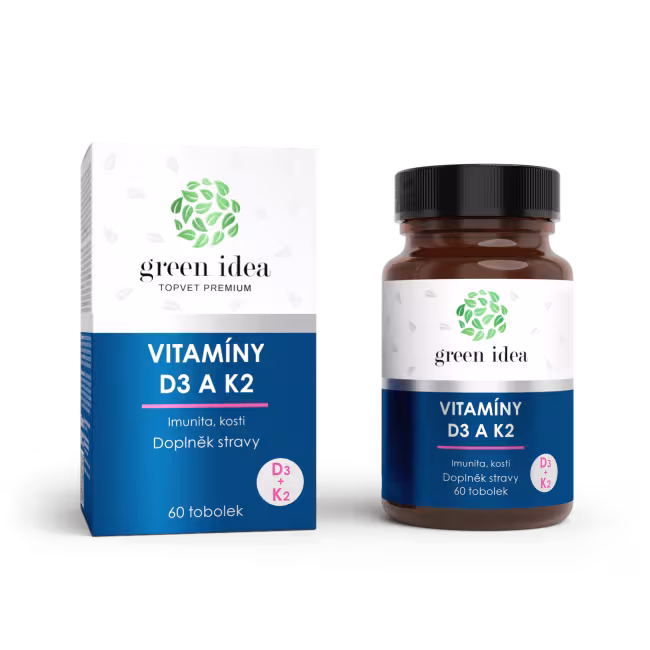 VITAMÍNY D3 a K2 - 60 kapsúl - Green idea