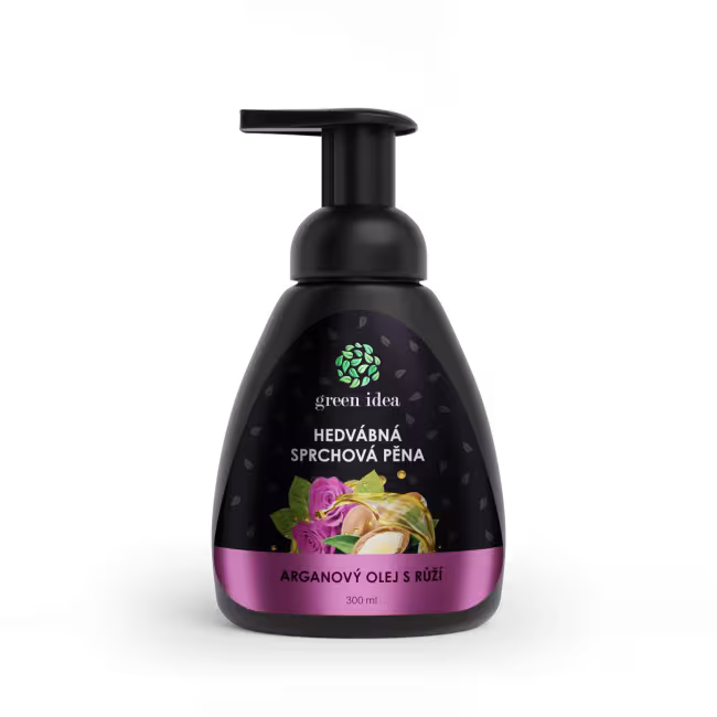 Hodvábna sprchová pena – arganový olej s ružou 300 ml – Green idea