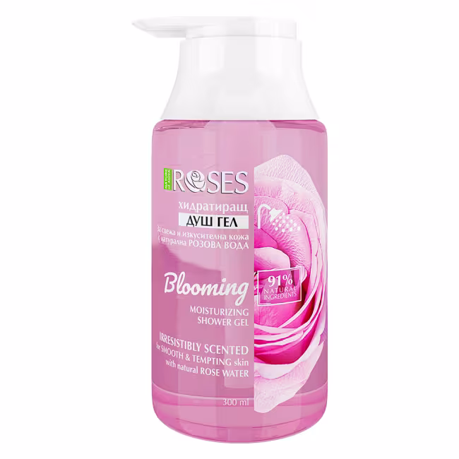 BLOOMING Hydratačný prírodný sprchový gél s ružovou vodou 300 ml - NATURE OF AGIVA