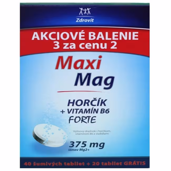 MaxiMag Hořčík+B6 šumivé 3 x 20 tabliet