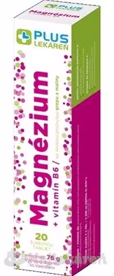Plus Lékáreň Magnézium + Vitamín B6 grep malina 20 šumivých tabliet