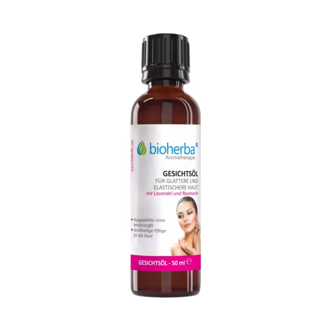 Olej na tvár pre hladšiu a pružnejšiu pokožku s levanduľou a rozmarínom – 50 ml – Bioherba