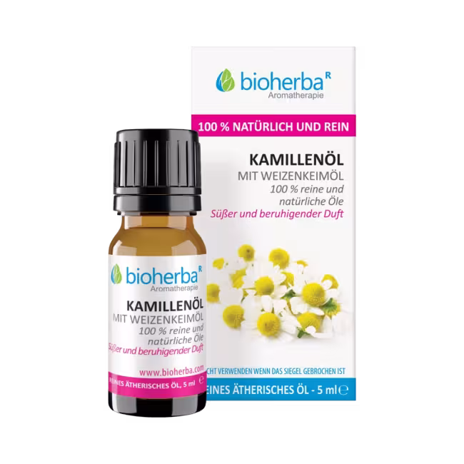 100 % čistý a prírodný olej z harmančeka s pšeničnými klíčkami – 5 ml – Bioherba