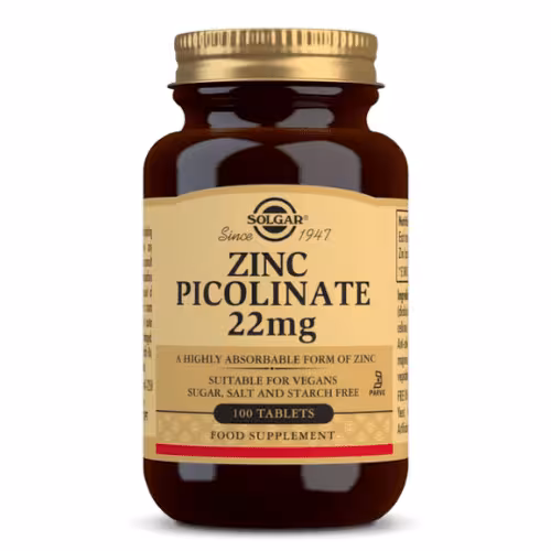 SOLGAR Pikolinát zinku 22 mg 100 tabliet