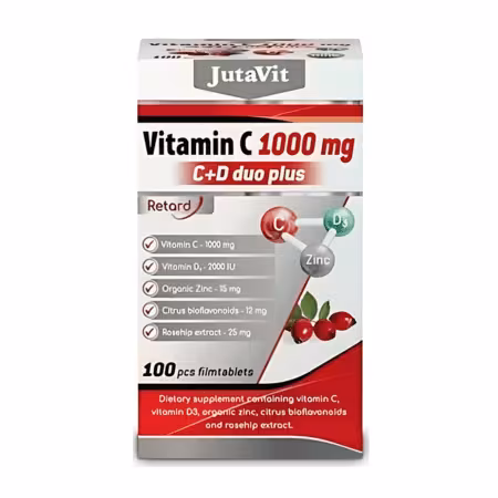 JUTAVIT Vitamín C 1000 mg + D3 2000 IU duo plus so zinkom, bioflavonoidmi a šípkami 100 tabliet