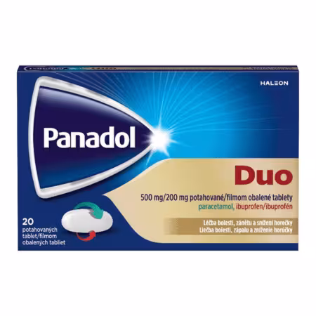 PANADOL Duo 500 mg/200 mg na bolesť hlavy a zubov 20 tabliet