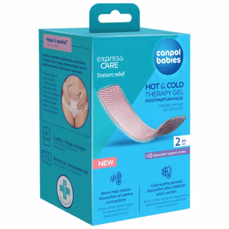 CANPOL BABIES Popôrodné gélové vložky hot & cold + jednorazové návleky set