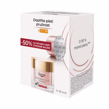 EUCERIN HYALURON-FIL.+ELASTICITY Denný krém rosé + náhradná náplň refill 1 x 1 set