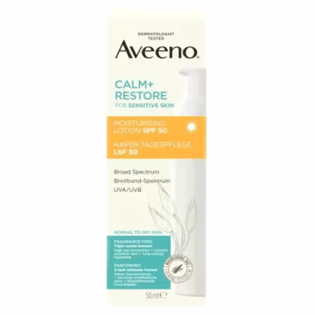 AVEENO Calm+restore moisturising lotion SPF50 hydratačné opalovacie mlieko 50 ml