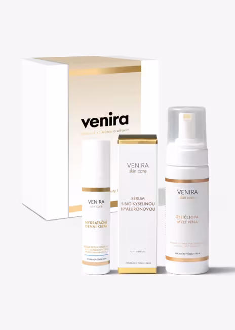 VENIRA darčeková sada - hydratačný denný krém, sérum s BIO kyselinou hyalurónovou, tvárová umývacia pena hydratačný denný krém, sérum s BIO kyselinou hyalurónovou, tvárová umývacia pena