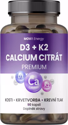 MOVit D3+K2 Calcium citrát Premium 90 kapsúl