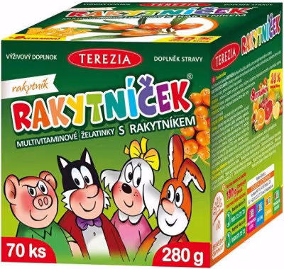 Terezia Rakytníček multiVitamínové želatínky s rakytníkom MIMONI 70 ks