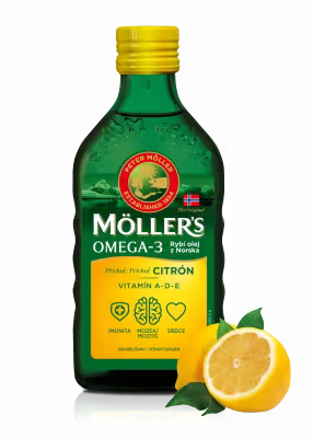 MOLLER´S Omega 3 RYBÍ OLEJ Citrónová príchuť z pečene tresiek 250 ml