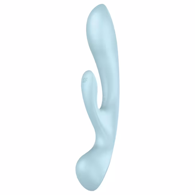 Satisfyer Triple Oh - vibrátor na klitoris s ramenom - nabíjateľný - modrý