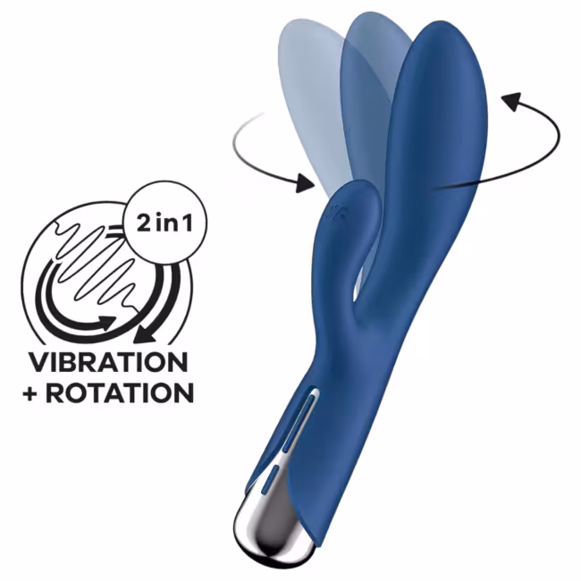 Satisfyer Spinning Rabbit 1 - vibrátor s rotačným klitorálnym ramenom - modrý