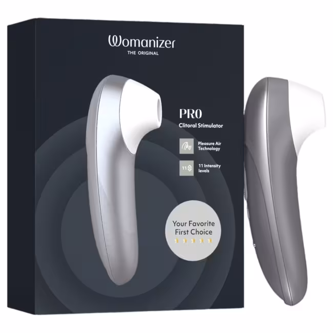 Womanizer Pro - stimulátor klitorisu s tlakovými vlnami (sivý)