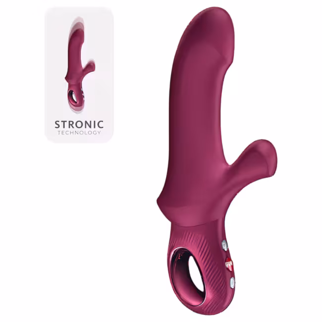 Fun Factory Bi Stronic Curve - tlačiaci vibrátor s klitoriálnym ramienkom (červený)