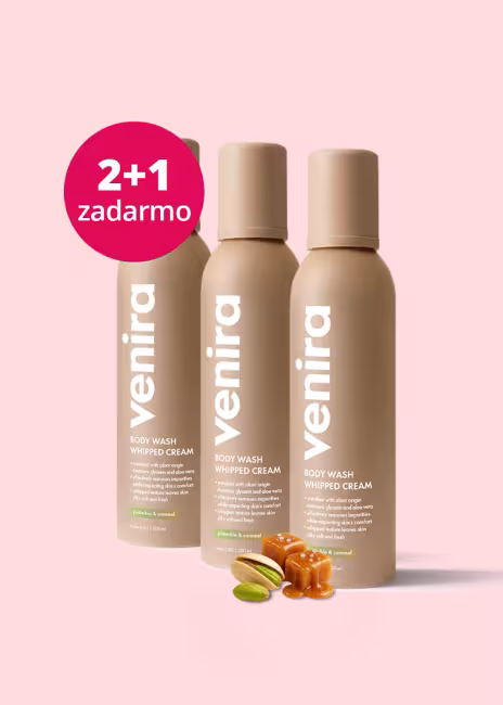 VENIRA šľahačková sprchová pena pistachio & caramel, 2+1 zadarmo