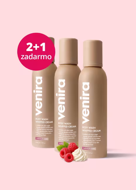 VENIRA šľahačková sprchová pena raspberry & cream, 2+1 zadarmo