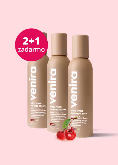 VENIRA šľahačková sprchová pena cherry & rice, 2+1 zadarmo