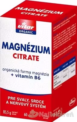 Vitar Magnezium Citrate + Vitamín B6 60 tabliet
