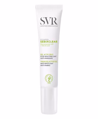 SVR Sebiaclear Cicapeel lokálna starostlivosť proti nedokonalostiam aknóznej pleti Anti-Spot and Anti-Marks 24 hr Targed Active Gel 15 ml