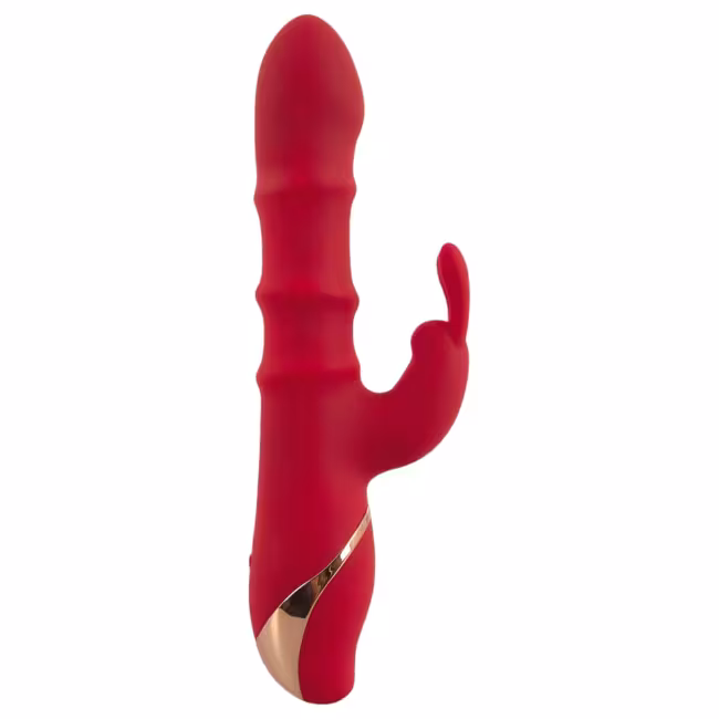 You2Toys Rabbit - vibračný krúžok s pohyblivým krúžkom (červený)