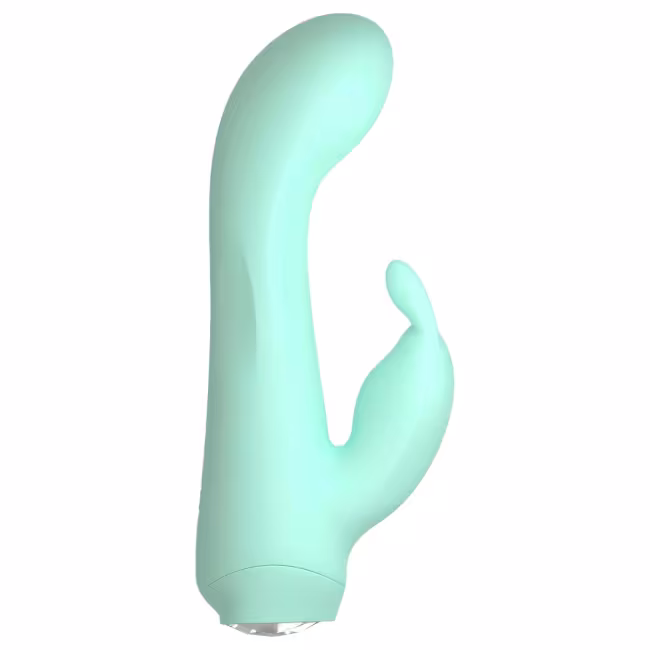 Cuties Mini 4 - vibrátor s králikom - vodeodolný, nabíjateľný - zelený