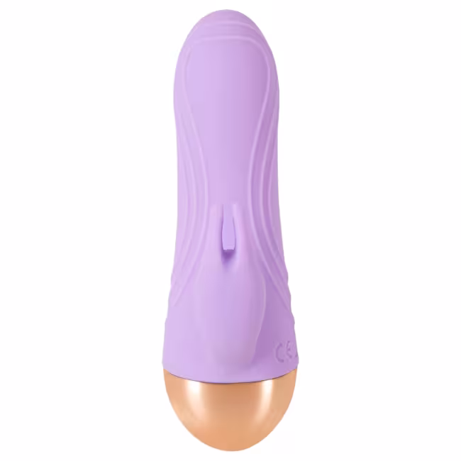 Cuties - akumulátorový, vodotesný mini vibrátor s klitorisovým ramienkom (fialový)
